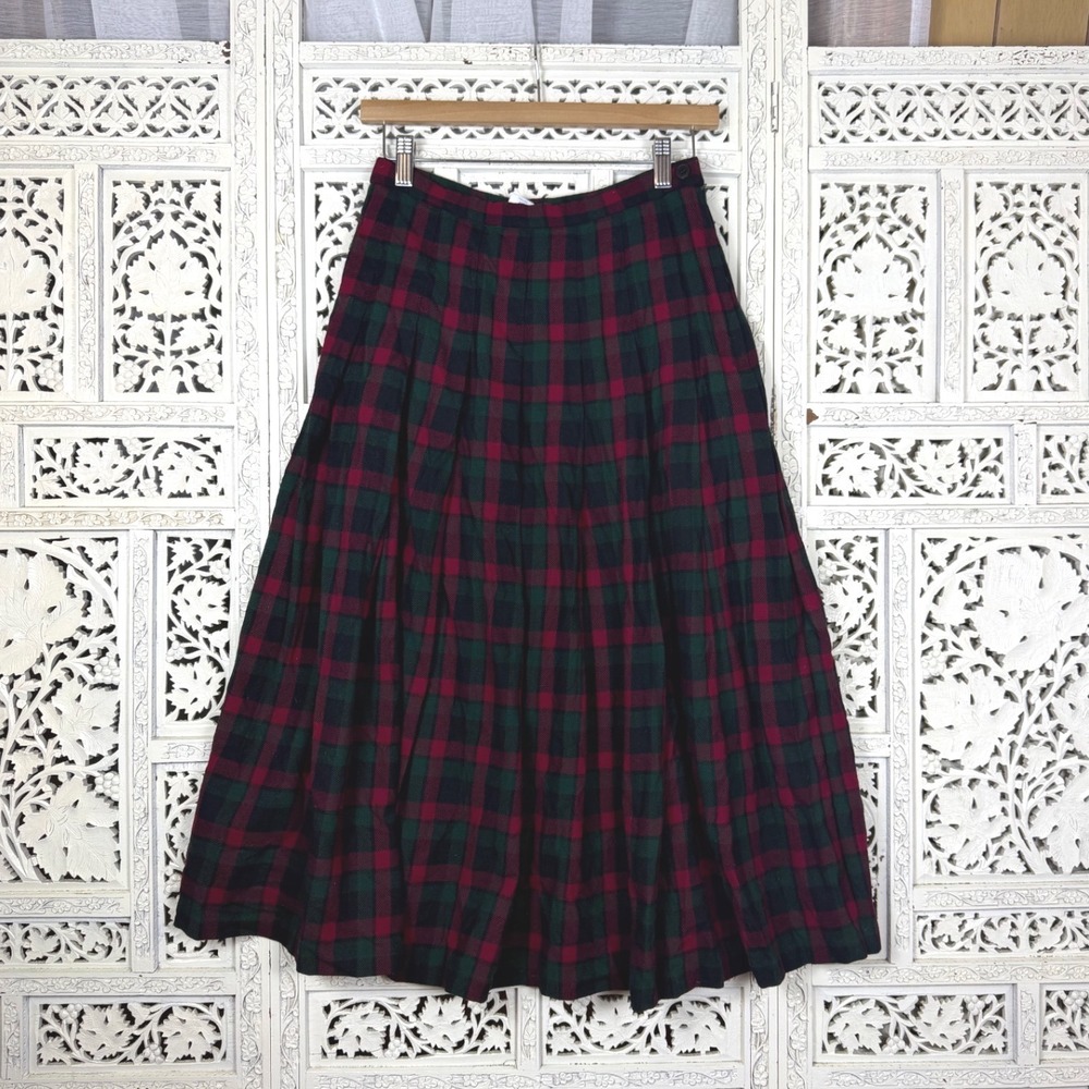 Vtg Pendleton‎ Wool Plaid Pleated Midi Skirt Sz 8 Fits Smaller Preppy Academia